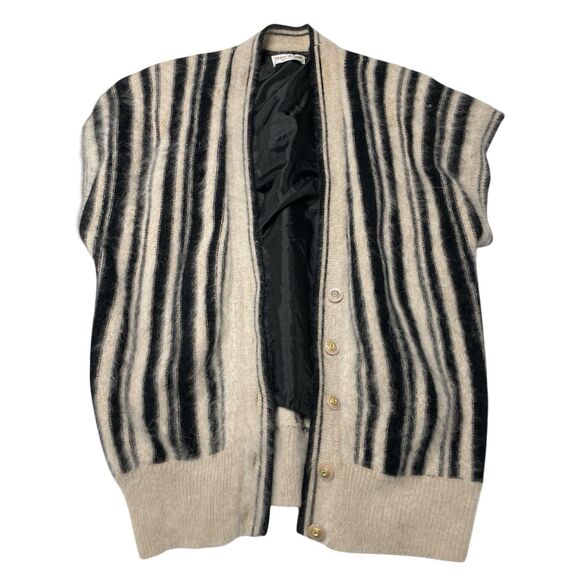 Vintage Angora Blend Striped Women’s Shine And Salt Short Sleeve Sweater Vest L - Picture 1 of 8